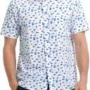 M MAELREG Mens Hawaiian Shirts Short Sleeve Button Down Tropical Beach Floral Solid Print Summer Vacation Mens Casual Shirts (XXXL)