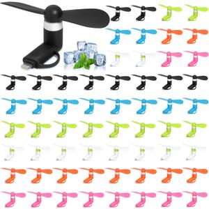 60 Pack Handheld Fan Bulk, 2-in-1 Portable Mini Cell Phone Fan Compatible for iPhone, iPad, Android Smartphone, Tablet - Colorful and Powerful Cell Phone Summer Accessories