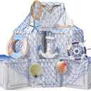 16 Pcs Nautical Party Decorations Imitation Wooden Box Fishing Net Car Trunk or Treat Decor Ocean or Pirate Party Favors Adventure Birthday Photo Booth Props(Blue)