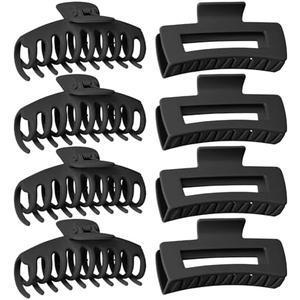 TOCESS 7 Pack Black Big Hair Claw Clips for Women Large Claw Clip for Thin Thick Curly Hair 90's Strong Hold 4.33 Inch Nonslip Matte Jumbo Hair Clips