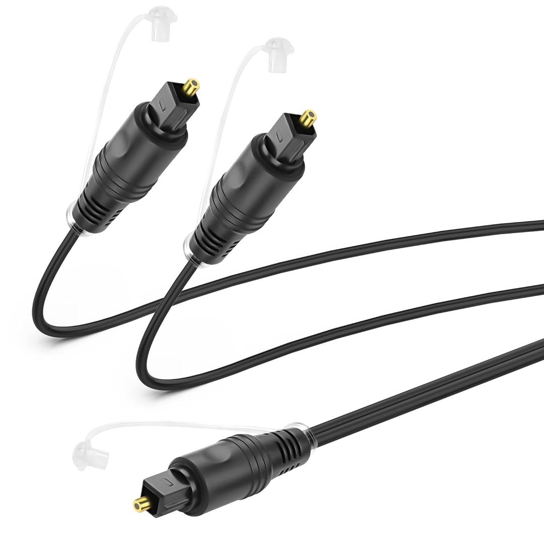 MEIRIYFA Digital Optical Splitter Adapter Cable 1 in 2 Out, Toslink Digital Fiber Optic Audio Splitter 1 Male Input 2 Male Output Cable for Home Theater,TV,Receiver,Sound Bar - 1M
