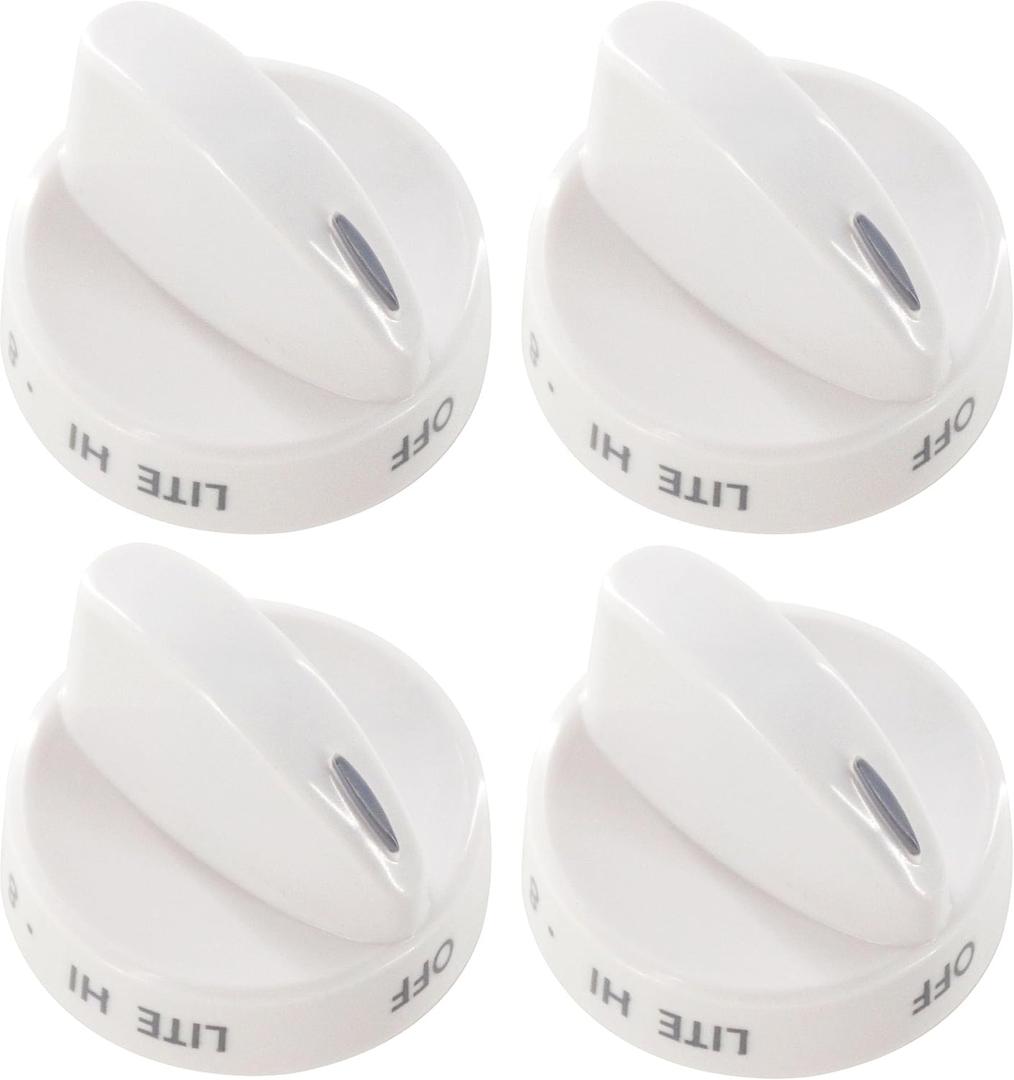 316442512 Stove Knob White Gas Oven Range Control Assembly Compatible with Frigidaire, Kenmore, Sears Burner (4PACK)