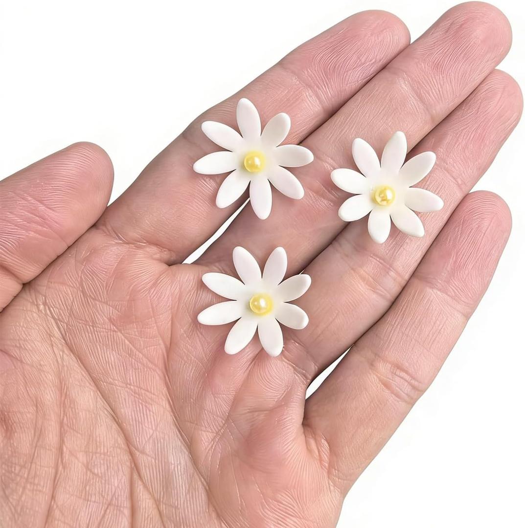 108 Count Edible Flower Cake Decorations, Small Edible Flowers, Sugar Flowers, Cakes & Cupcakes Toppers, Edible Dessert Decorations (0.8 Inch) (8 Petals White)