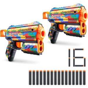 XSHOT Skins Flux Blaster with 16 Darts - Striper Skin (2 Pack) by ZURU, Easy Reload, Air Pocket Dart Technology, Toy Foam Blaster for Kids, Teens and Adults