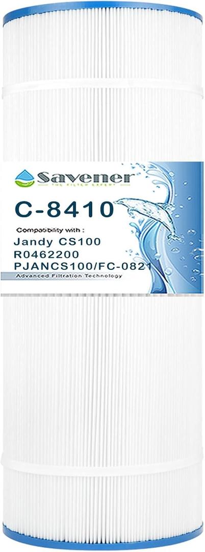 Savener C-8410 Pool Filter Cartridge, Replaces Jandy CS100, R0462200, PJANCS100, Unicel C-8410, Filbur FC-0821, Ultral-B2, PP-B2, Hayward X-Stream CC1000, 100 Sq. Ft, 1 Pack