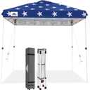 EAGLE PEAK Pop Up Canopy Tent with Wheeled Carry Bag, 8 Stakes, 4 Ropes, Easy Set Up Tent Canopy, 8x8 ft, American Flag