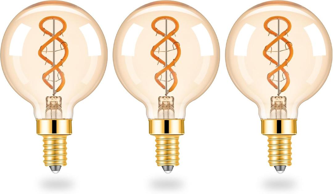 ToBeGreat G16.5 4W Dimmable LED Bulbs G50 Globe Light Bulb Energy Efficient 40W Equivalent 300lm Warm White 2200K Light for Night Bulb Night Light Bulb cafes,3 Pack (E12)