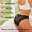 FINETOO 6 Pack Bikini Underwear for Women Sexy Lace Cheeky Panties Low Rise Hipster Cotton Panty (Large)