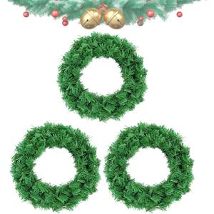 Artificial Christmas Wreath, Green Christmas Wreath12 Inch Canadian Pine Artificial Christmas Wreath Gifts for Christmas Party Decor, Front Door Wreath, Unlit, Pack of 3 (3, Green 12inch)