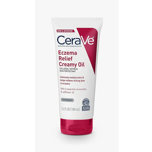 CeraVe Eczema Relief Creamy Body Oil, Eczema Calming Cream With Colloidal Oatmeal & Safflower Oil For Dry Skin & Itchy Skin Relief, Steroid Free & Paraben Free, 8 Ounce