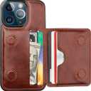 KIHUWEY Compatible with iPhone 13 Pro Wallet Case Credit Card Holder, Premium Leather Kickstand Durable Shockproof Protective Cover for iPhone 13 Pro 6.1 inch(Brown)