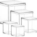 Clear Acrylic Box with Lid, Jewelry Display Box, Plastic Square Cube Decorative Storage Boxes for Candy Pill and Tiny Jewelry, Artwork Display, (7 count)