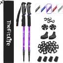 TheFitLife Nordic Walking Trekking Poles - 2 Sticks with Anti-Shock and Quick Lock System, Telescopic, Collapsible, Ultralight for Hiking, Camping, Mountaining, Backpacking, Walking, Trekking (Purple)