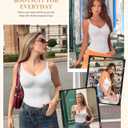 Irisnaya Women Slimming Bodysuits Shapewear Tops Tummy Control Body Shaper Spaghetti Strap Camisole Leotards Bodycon Jumpsuit (White, M)