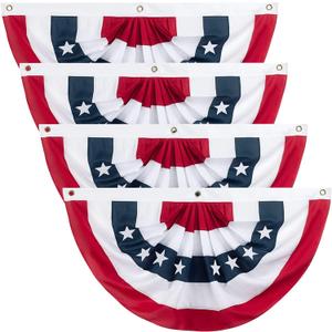 4th of July Decorations Bunting Flags, 2x4Ft American Flag Banner,Usa Pleated Fan Flag, Half Flags Banner for Porch Home Outdoor Patriotic Decorations (Set of 4) 4th of July Decorations Bunting Flags, 2x4Ft American Flag Banner,Usa Pleated Fan Flag, Half Flags Banner for Porch Home Outdoor Patriotic Decorations (Set of 4)