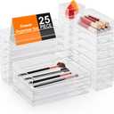 SMARTAKE 25-Piece Drawer Organizer with Non-Slip Silicone Pads, 4-Size Desk Drawer Organizer Trays Storage Tray for Makeup, Jewelries, Utensils in Bedroom Dresser, Office and Kitchen (Clear)