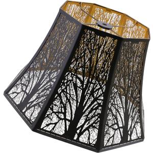 Lampshade Bell Lamp Shades 7.9" Top x 13.8" Bottom x 8.7" High (Spider) Metal Black Gold Large Lamp Shade for Floor Lamp Bedside Lamp & Table Lamp - Art Forest Etched - Lampshades Replacement