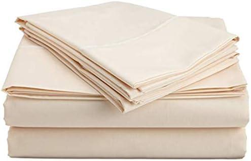 Luxury 4 Piece Egyptian Cotton Sheets King Size - 550 Thread Count, 100% Cotton Sheets, 19-21" Inch Deep Pockets King Size Sheet Set, Ivory