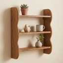 3-Tier Wall Mounted Scalloped Shelf 100% Solid Wood, Rustic Floating Trinket Display Shelves for Room, Farmhouse Decor for Apartment, Kitchen and Bedroom, 17.3 x 18.9 Inch, 17.3 X 4.7 X 18.9 Inches