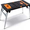 7 in 1 Work Benches Multifunctional Folding Work Table for Garage, Portable Workbench, Sawhorse, Scaffold, Platform, Mobile Workbench, Dolly and Hand Truck with 4 Wheels