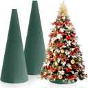 2 Pcs Floral Foam Tree Cones, Large Size 12.59 x 3.93 Inches Green Dry & Wet Flower Foam for Christmas DIY Crafts, Florist Foam for Xmas, Wedding, Birthdays, Party Decor