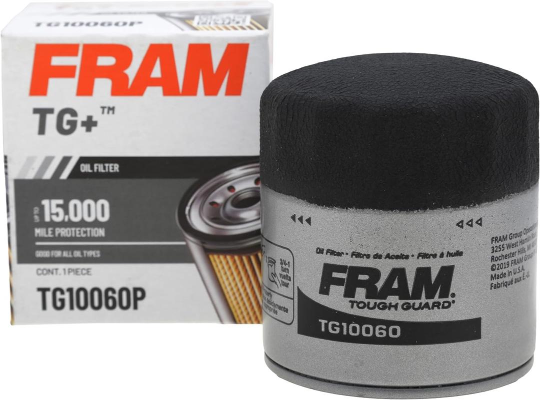 FRAM TG+ Replacement Oil Filter TG10060P, Designed for Interval Full-Flow Changes Lasting Up to 15K Miles for Select Vehicle Model Years