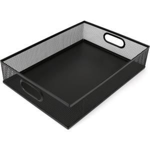 Desk Drawer Organizer, A4 Large Metal Mesh Desk Rrganizer Tray, Versatile Storage Box Set for Office Home Supplies,13 x 9 inches