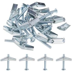 uxcell 20Pcs Spring Toggle Bolt Anchors, 3/8"x3" Butterfly Anchors Male Thread Spring Loaded Hollow Wall Round Head Toggle Bolt