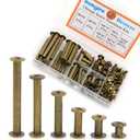 Alloypro 120 Pcs (60 Pair) M5 x 6/10/15/25/35/45 Bronze Phillips Chicago Screws Binding Screw Posts,Scrapbook Photo Albums Binding Screws Assorted Kit 6 Sizes for Leather Saddles Purses Belt Repair