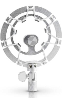 Pro Microphone Shock Mount - Mic Holder Compatible w/Blue Yeti, Snowball & Pro Microphones (Silver)