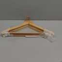 Smartor Wooden Hangers 10 Pack, Solid Wood Coat Hanger for Closet, Heavy Duty Wood Hangers for Suits, Shirts, Dresses, with 360 Rose Gold Hook, Non Slip Pant Bar, Natural