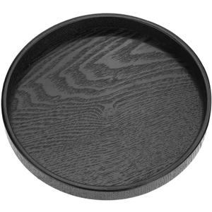 Round Wood Serving Tray, Solid Wooden Decorative Tray Non-Slip Tea Coffee Table Tray Snack Plate Food Meals Serving Tray with Raised Edges for Home Decor Kitchen Restaurant (9.5inch, Black)