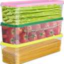 3Pcs Pasta Storage Container with Lid Ice Cream Container Airtight Plastic Spaghetti Food Storage Box for Refrigerator, Kitchen Pantry, 11.6" X 2.8" X 3" 