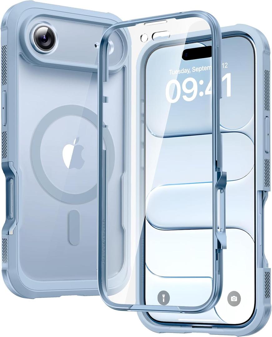 Diaclara Magnetic Designed for iPhone Air Case Full Body Bumper,[Compatible with MagSafe] Military Drop Proof Cover with Built-in Touch Sensitive Anti-Scratch Screen Protector for iPhone 17 Air Blue