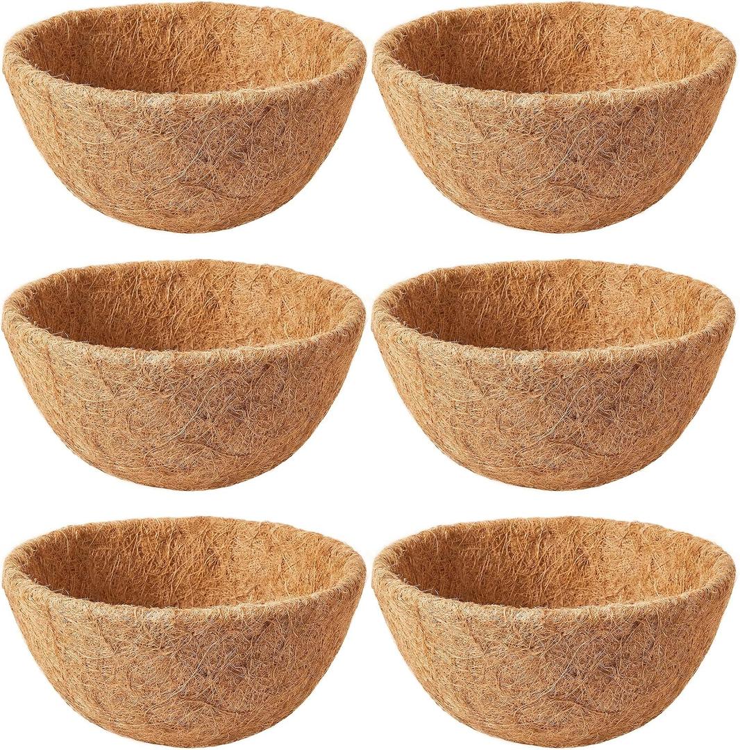 6 Pack 16 Inch Coco Liners for Hanging Baskets - Natural Hanging Basket Liners Coconut Liners for Planters Coconut Fiber Planter Liner for Wire Baskets and Flowers Outdoor Garden Decor
