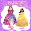 Fortand Poke-Art Crafts Kit for Kids, Princesses Craft Kits for Girls Ages 4-9 Paper Craft Kits with LED Base DIY Creative Activity Toys Gifts for Girls & Boys Ages 4 5 6 7 8 9 Mess-Free Fun for Kids