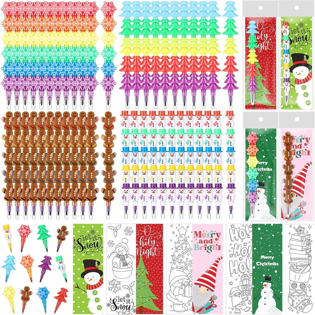 48 Set Christmas Crayons Gift for Students Snowflake Gingerman Christmas Tree Crayons & Drawable Cards for Party Favors Classroom Prizes Gifts from Teacher Xmas Stocking Stuffers