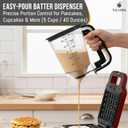 Pancake Batter Dispenser | 5-Cup Mix Pourer for Pancakes, Waffles, Crepes, Muffins, Cupcakes | Squeeze Handle, Portion Control Pitcher, Durable Drip-Free Design | Baking Accessories (Original Black)