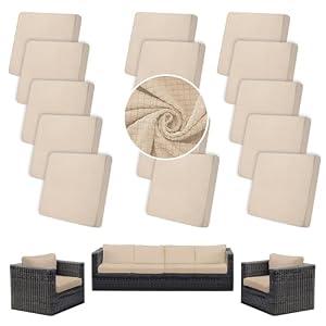 SUKAIKEQA 14PCS Patio Cushion Covers,Patio Furniture Couch Seat Slipcovers