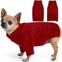 Dog Sweater for Small Dogs Boys Girls Puppy Turtleneck Pullover Cable Knit Winter Stretch Clothes Chihuahua Yorkie Toy Poodle Pomeranian Long Sleeves (S, Red)