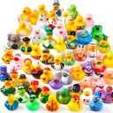 JOYIN 30 Pcs Rubber Ducks, Random Assortment Ducks Bulk with Mesh Carry Bag, Mini Rubber Duckies for Baby Bath Toys, Kids Toddler Summer Pool Toys Birthday Gifts Party Favors
