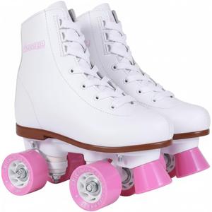 Chicago Rink Roller Skates for Girls & Boys Durable Top Performance Indoor/Outdoor Use Skate Shoes with Padded Ankle Collar, Lace-Up & Velcro Strap 54mm Urethane Wheels, Semi-Precision Bearings (Size: Girls / Boys - J10, White)