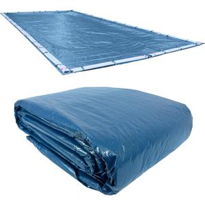 Robelle 12 x 24 ft Heavy Duty Blue Winter Pool Cover for Inground Pools, 5 ft Overlap (17 x 29 ft Cover Size), Solid 8 x 8 Scrim, 2.36 oz/yd2