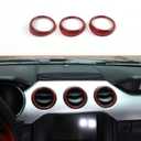 RT-TCZ Center Console Air Conditioner Outlet Vent Trim Cover Ring Interior Accessories for Ford Mustang 2015-2022,3PCS (Red Carbon Fiber Grain)