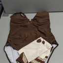 BAWHAHT One Piece Swimsuit Women with Cover Up Set Retro Bathing Suit for Women Tummy Control Beach Wrap Skirt Brown, XXL