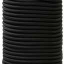 Strong and Durable Bungee Cord Roll - 1/4" x 100ft Elastic Cord, Kayak Stretch String Rope, Bungee Shock Cords for Repairing Tent Poles, DIY, Tie Downs, Black