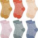 Jspupifip 6 Pairs Baby Girls Socks Toddlers Ruffle Socks Girl's Frilly Dress Socks Baby Cotton Knit Casual Crew Socks