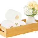 VITVITI Toilet Tray for Bathroom, Bamboo Toilets Paper Storage with Handles, Toilet Paper Tray Holder Organizer Basket for Top Tank/Kitchen Counter Natural,14.9x5.9 Inch