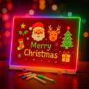 20in Large LED Note Board with Colors, 10 Modes Lumiboard Led Drawing Doard, for Room Party Chirstmas Decoration, Inclueded 7 Markers, Stands,Clean Cloth