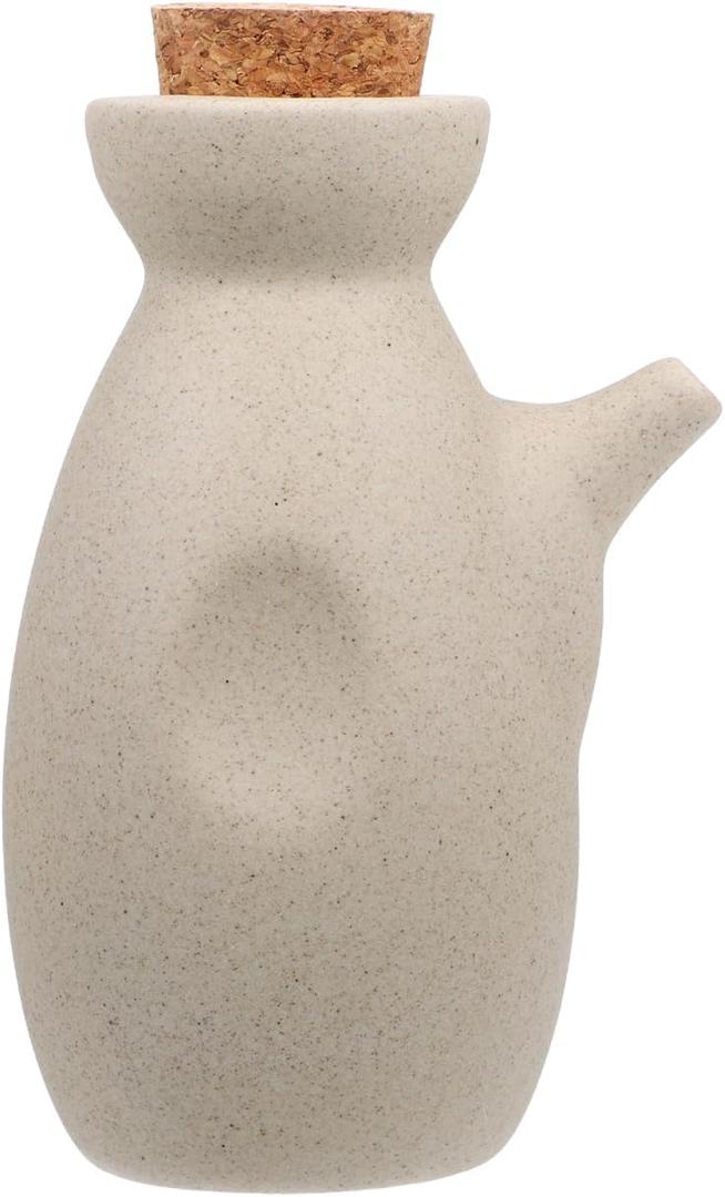 Cabilock Ceramic Soy Sauce Container Japanese Style Seasoning Pot Oil Dispenser with Lid Kitchen Condiment Bottle for Vinegar Spices 5.90X3.74X2.95In
